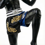 Black and Blue  Kangrui Muay Thai Shorts - Midnight Assasin