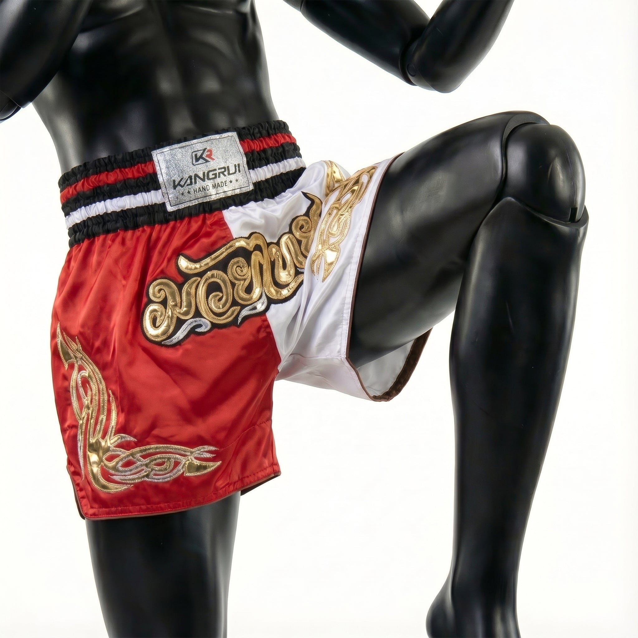 Red and White Kangrui Muay Thai Shorts - Sacred Lineage