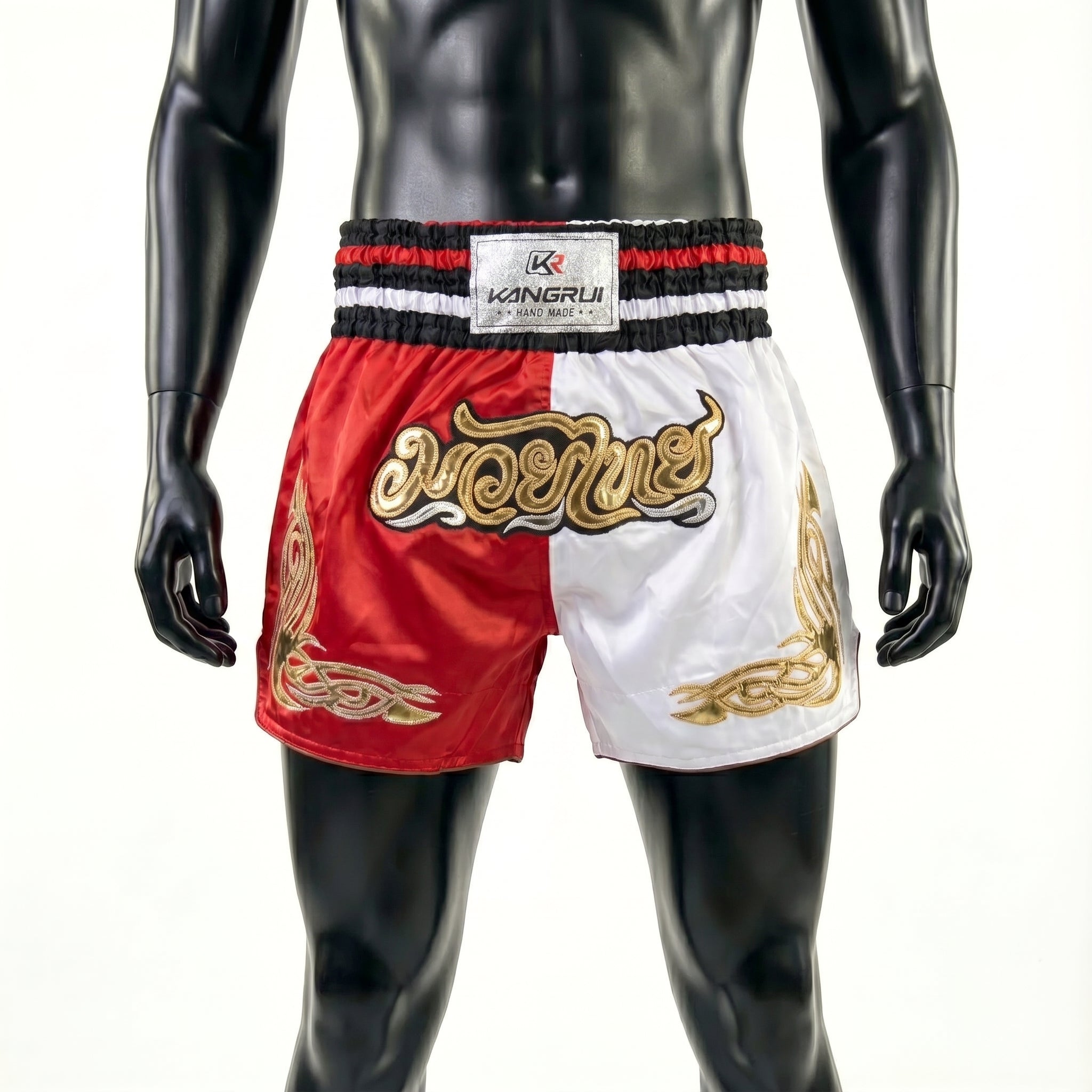 Red and White Kangrui Muay Thai Shorts - Sacred Lineage